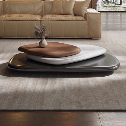 Modern Minimalist Rectangular Walnut Veneer Plywood Swivel Coffee Table For Living Room
