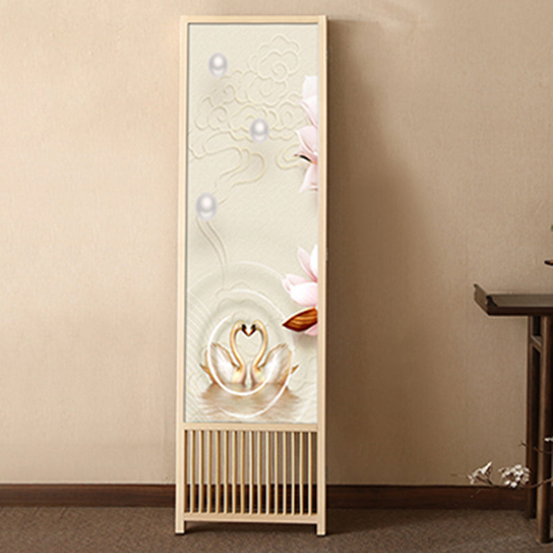 Traditional Chinese Rectangular Pine Wood PVC Panel Foldable Room Divider For Living Room