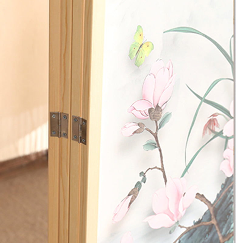 Traditional Chinese Rectangular Pine Wood PVC Panel Foldable Room Divider For Living Room