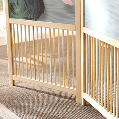 Traditional Chinese Rectangular Pine Wood PVC Panel Foldable Room Divider For Living Room