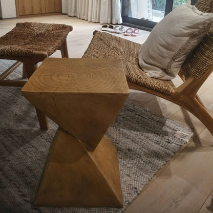 Modern Mid-Century Triangular Magnesium Oxide Board Side Table For Living Room