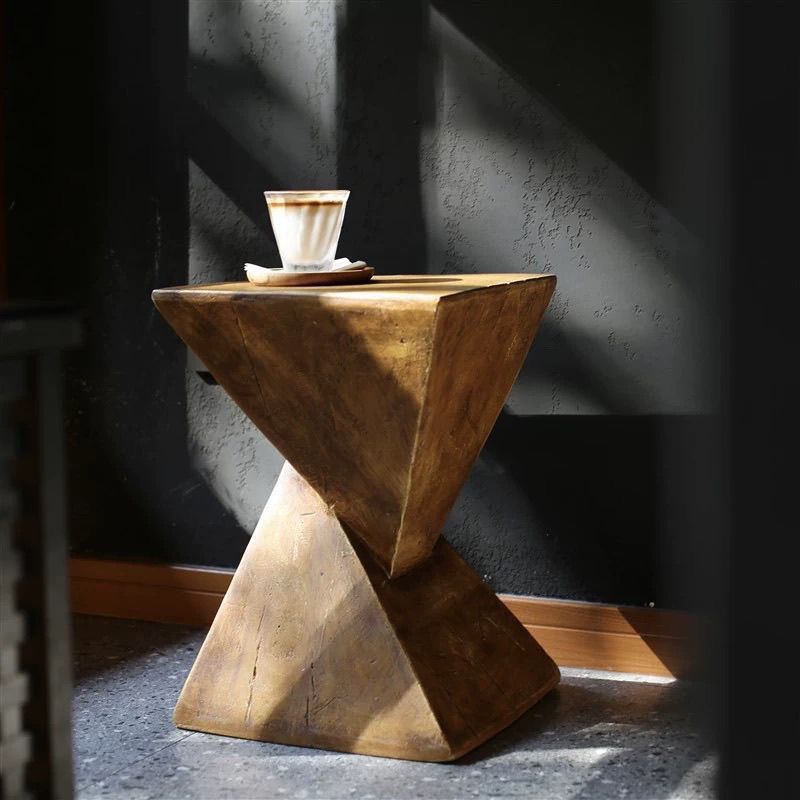 Modern Mid-Century Triangular Magnesium Oxide Board Side Table For Living Room