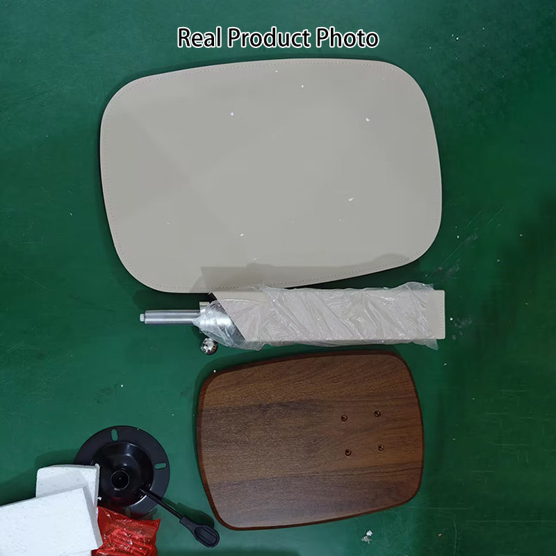 Contemporary Scandinavian Rectangular Saddle Leather Medium-Density Fiberboard Height-Adjustable Swivel Side Table For Living Room