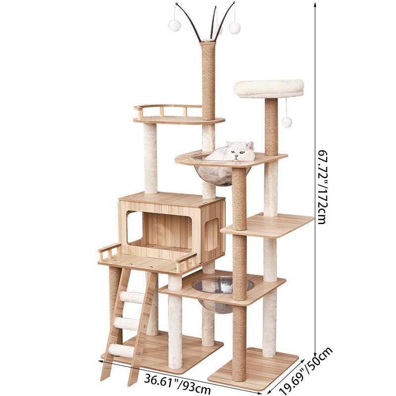Contemporary Scandinavian Rectangular Medium-Density Fiberboard Acrylic Multi-Functional Cat Tree For Living Room