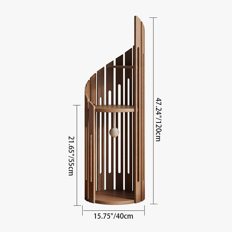 Modern Art Deco Round Rubberwood Spiral Cat Tree 3-Tier For Living Room