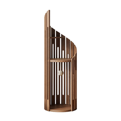 Modern Art Deco Round Rubberwood Spiral Cat Tree 3-Tier For Living Room