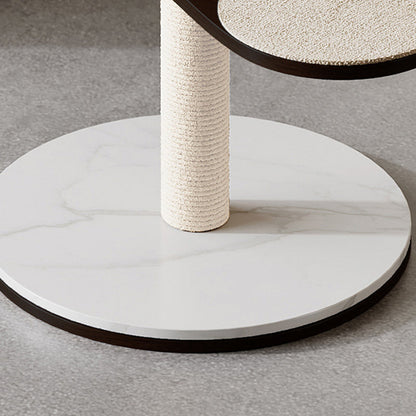 Contemporary Scandinavian Round Plywood Pine Wood Stone Slab Multi-Functional Cat Tree For Living Room