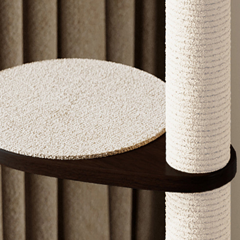 Contemporary Scandinavian Round Plywood Pine Wood Stone Slab Multi-Functional Cat Tree For Living Room