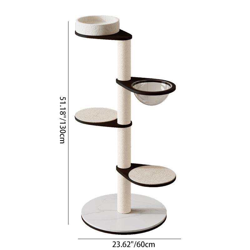 Contemporary Scandinavian Round Plywood Pine Wood Stone Slab Multi-Functional Cat Tree For Living Room