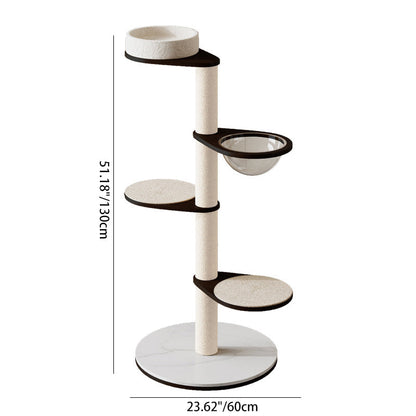 Contemporary Scandinavian Round Plywood Pine Wood Stone Slab Multi-Functional Cat Tree For Living Room