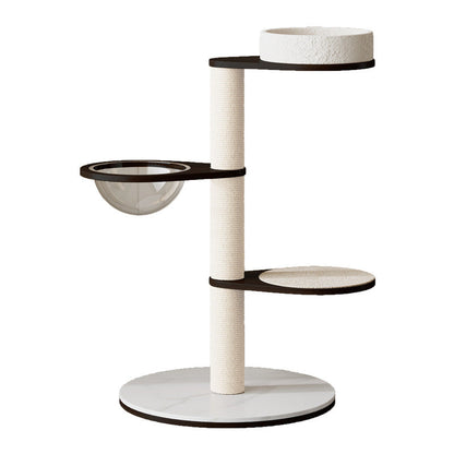 Contemporary Scandinavian Round Plywood Pine Wood Stone Slab Multi-Functional Cat Tree For Living Room