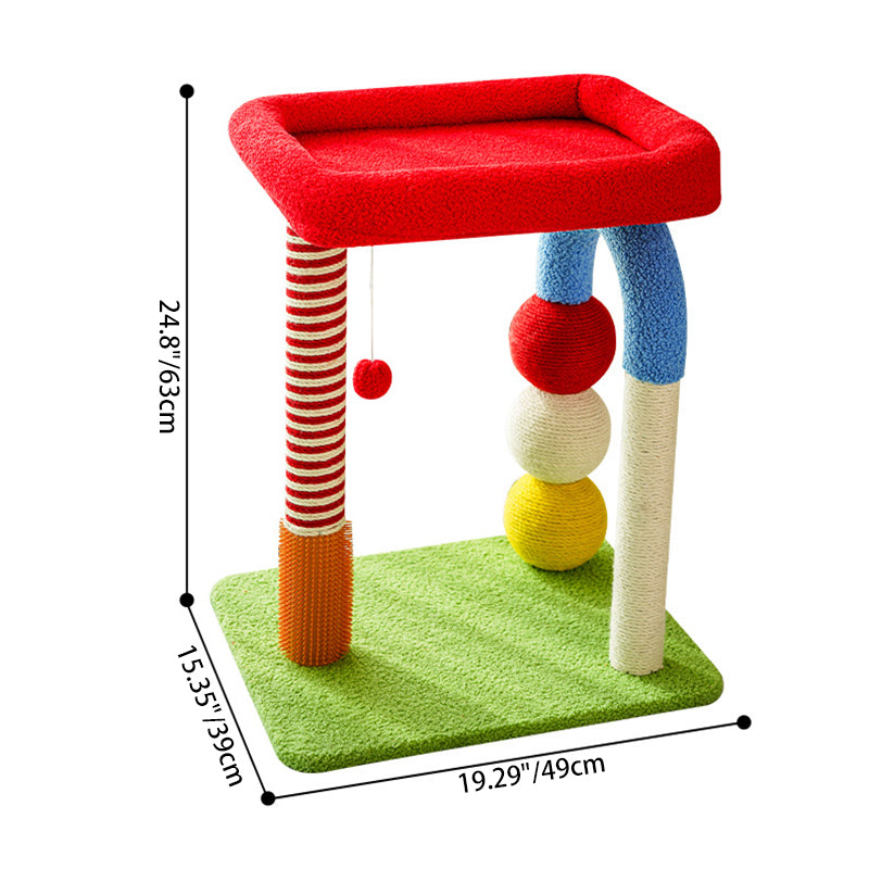 Contemporary Creative Square Medium-Density Fiberboard Velvet Fabric Sisal Multi-Functional Colorful Cat Tree For Living Room