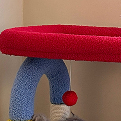 Contemporary Creative Square Medium-Density Fiberboard Velvet Fabric Sisal Multi-Functional Colorful Cat Tree For Living Room