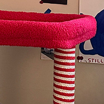 Contemporary Creative Square Medium-Density Fiberboard Velvet Fabric Sisal Multi-Functional Colorful Cat Tree For Living Room