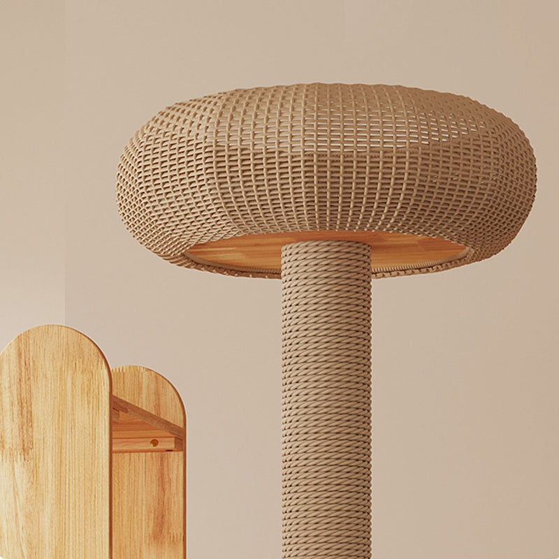 Contemporary Creative Cylindrical Rubberwood Acrylic Sisal Multi-Functional Cat Tree For Living Room