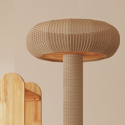 Contemporary Creative Cylindrical Rubberwood Acrylic Sisal Multi-Functional Cat Tree For Living Room