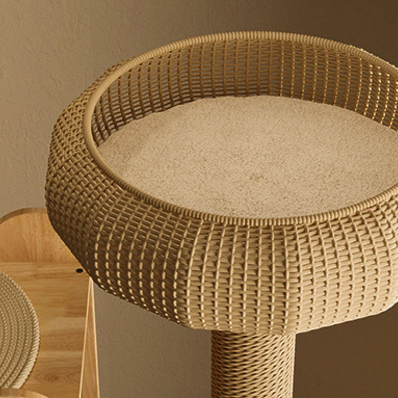 Contemporary Creative Cylindrical Rubberwood Acrylic Sisal Multi-Functional Cat Tree For Living Room