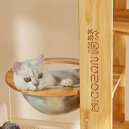 Contemporary Creative Cylindrical Rubberwood Acrylic Sisal Multi-Functional Cat Tree For Living Room