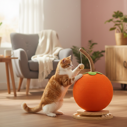 Contemporary Creative Round Orange-Shaped Sisal Foam Medium-Density Fiberboard Cat Tree For Bedroom