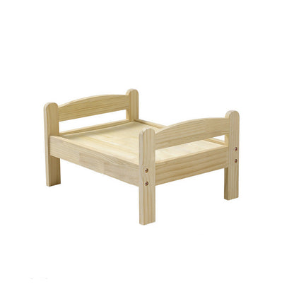 Contemporary Scandinavian Rectangular Pine Wood Printed Fabric Cat Bed For Bedroom