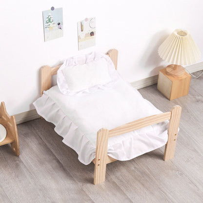 Contemporary Scandinavian Rectangular Pine Wood Printed Fabric Cat Bed For Bedroom