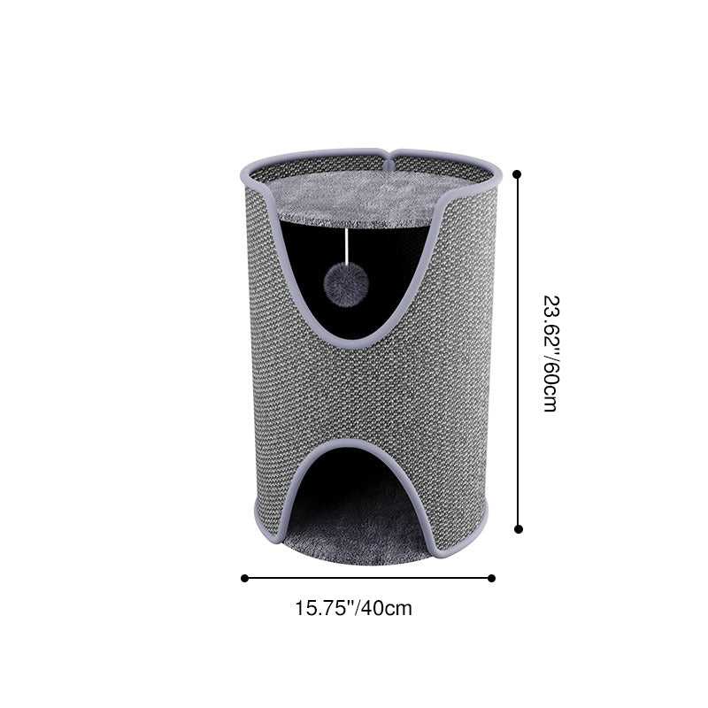 Contemporary Creative Cylindrical Sisal Velvet Fabric Medium-Density Fiberboard Cat Tree 1/2-Tier For Bedroom