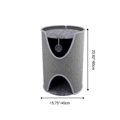 Contemporary Creative Cylindrical Sisal Velvet Fabric Medium-Density Fiberboard Cat Tree 1/2-Tier For Bedroom