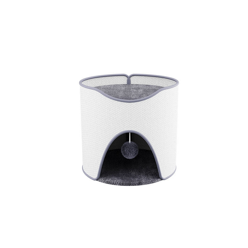 Contemporary Creative Cylindrical Sisal Velvet Fabric Medium-Density Fiberboard Cat Tree 1/2-Tier For Bedroom