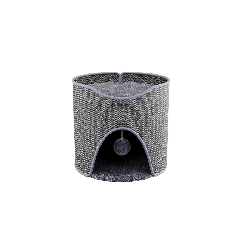 Contemporary Creative Cylindrical Sisal Velvet Fabric Medium-Density Fiberboard Cat Tree 1/2-Tier For Bedroom