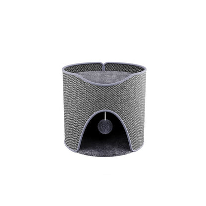 Contemporary Creative Cylindrical Sisal Velvet Fabric Medium-Density Fiberboard Cat Tree 1/2-Tier For Bedroom