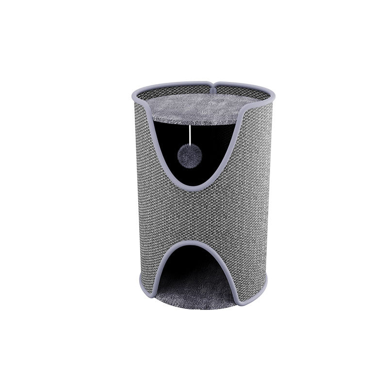 Contemporary Creative Cylindrical Sisal Velvet Fabric Medium-Density Fiberboard Cat Tree 1/2-Tier For Bedroom