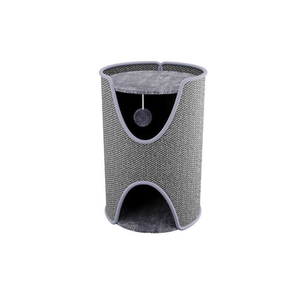 Contemporary Creative Cylindrical Sisal Velvet Fabric Medium-Density Fiberboard Cat Tree 1/2-Tier For Bedroom