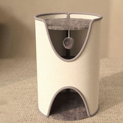 Contemporary Creative Cylindrical Sisal Velvet Fabric Medium-Density Fiberboard Cat Tree 1/2-Tier For Bedroom