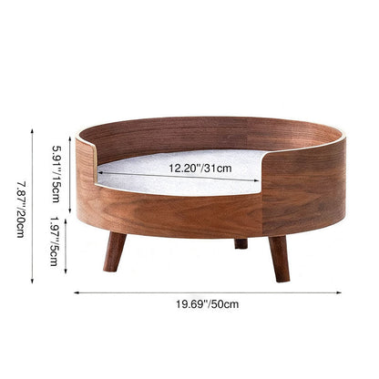 Traditional Vintage Round Veneered Plywood Linen Sisal Cat Bed For Bedroom