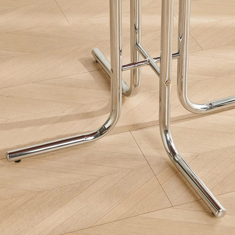 Modern Minimalist Round Plywood Iron L-Shaped Leg Dining Table For Dining Room