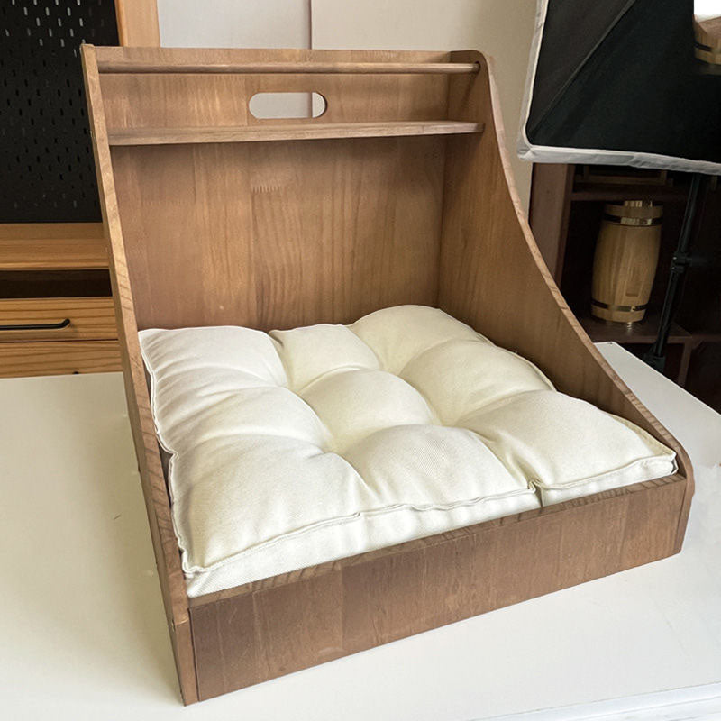 Traditional Vintage Rectangular Fabric Pine Wood Storage Cat Bed For Bedroom