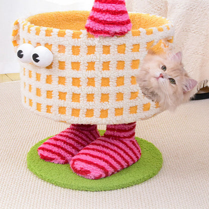Contemporary Creative Cylindrical Cup-Shaped Velvet Fabric Sisal Paper Tube Multi-Functional Cat Tree For Bedroom