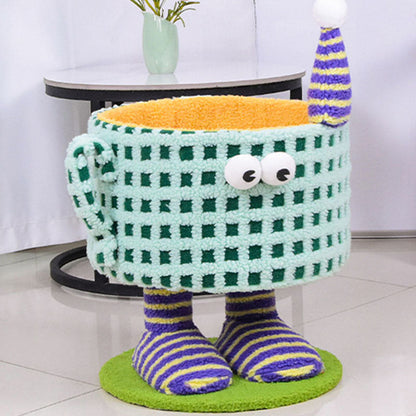 Contemporary Creative Cylindrical Cup-Shaped Velvet Fabric Sisal Paper Tube Multi-Functional Cat Tree For Bedroom