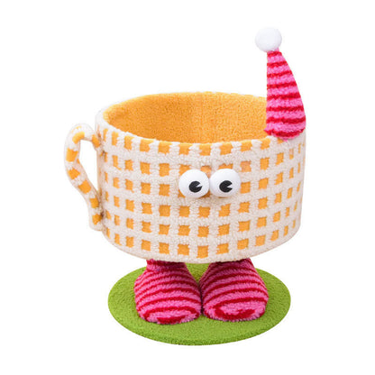 Contemporary Creative Cylindrical Cup-Shaped Velvet Fabric Sisal Paper Tube Multi-Functional Cat Tree For Bedroom