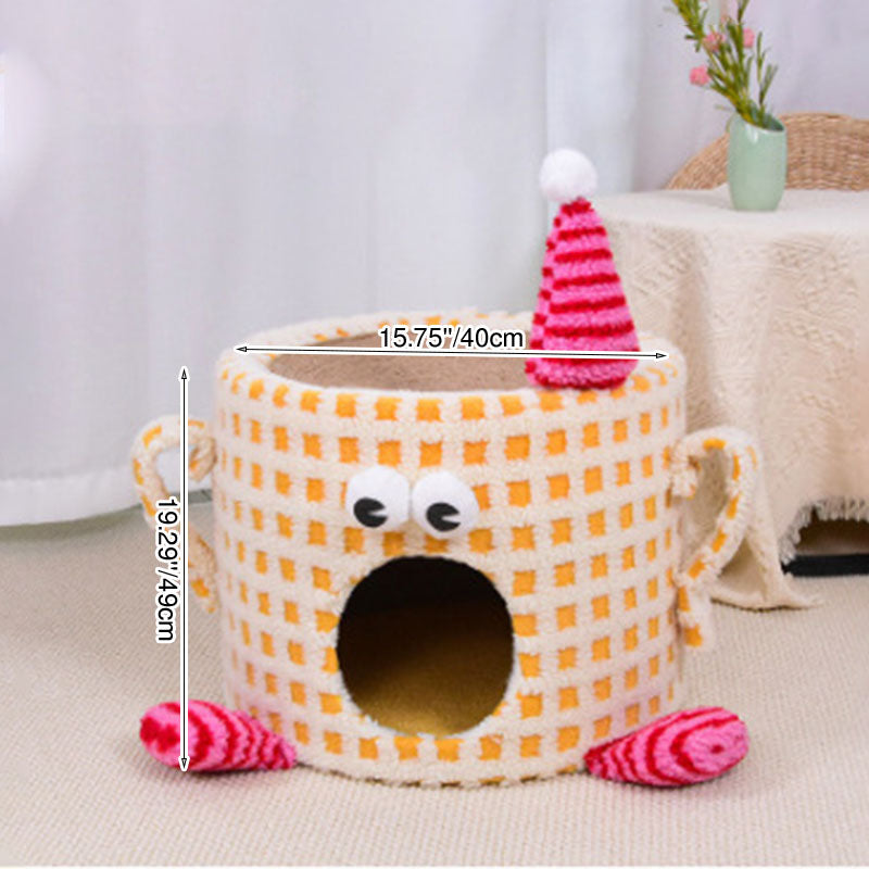 Contemporary Creative Cylindrical Cup-Shaped Velvet Fabric Sisal Paper Tube Multi-Functional Cat Tree For Bedroom