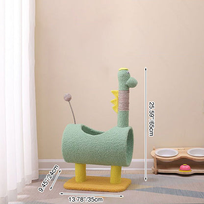 Contemporary Creative Cylindrical Chicken & Dinosaur-Shaped Fabric Sisal Paper Tube Medium-Density Fiberboard Multi-Functional Cat Tree For Bedroom