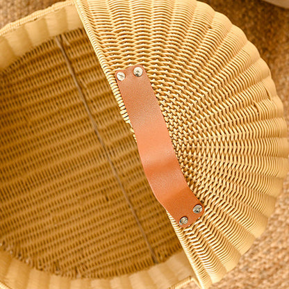 Traditional Chinese Round PE Rattan Iron Semi-Enclosed Cat Bed For Bedroom