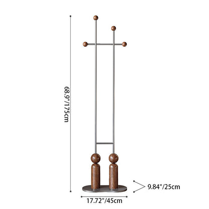 Traditional Vintage Rectangular Wabi-Sabi Style Stainless Steel Carbon Steel Hall Tree For Bedroom & Entryways