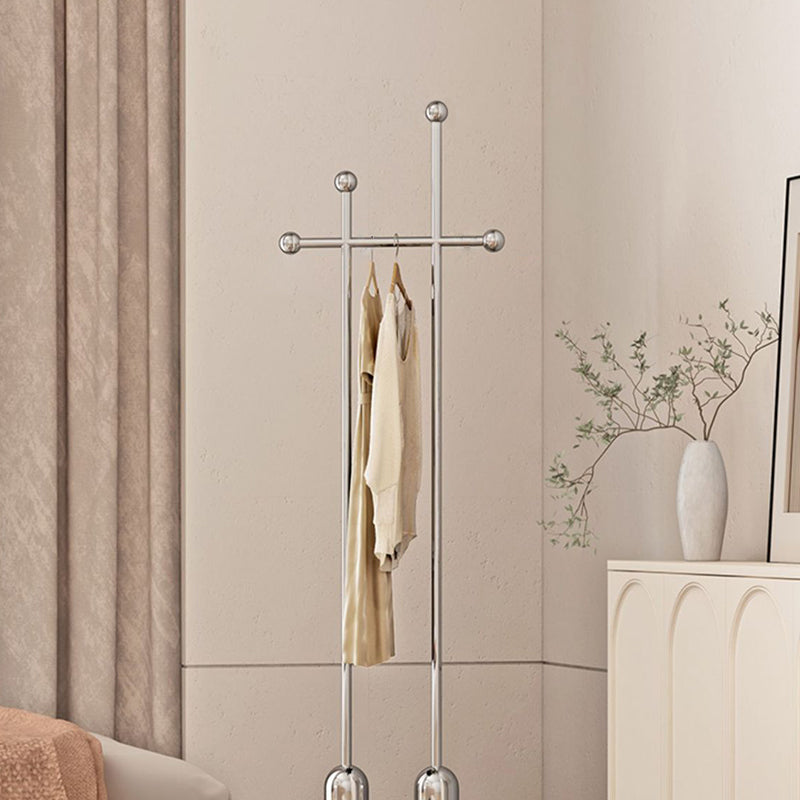 Contemporary Luxury Rectangular Stainless Steel Mirror-Fin Silver Hall Tree For Bedroom & Entryways