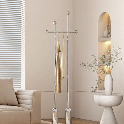 Contemporary Luxury Rectangular Stainless Steel Mirror-Fin Silver Hall Tree For Bedroom & Entryways