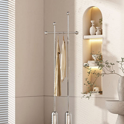 Contemporary Luxury Rectangular Stainless Steel Mirror-Fin Silver Hall Tree For Bedroom & Entryways