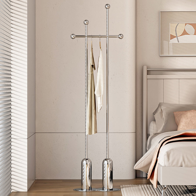 Contemporary Luxury Rectangular Stainless Steel Mirror-Fin Silver Hall Tree For Bedroom & Entryways