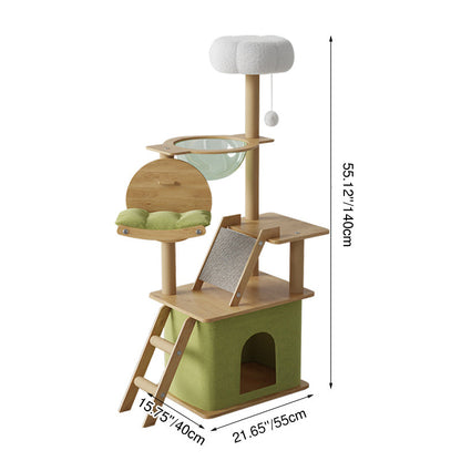 Contemporary Creative Rectangular Medium-Density Fiberboard PET Fabric Acrylic Multi-Functional Cat Tree For Living Room