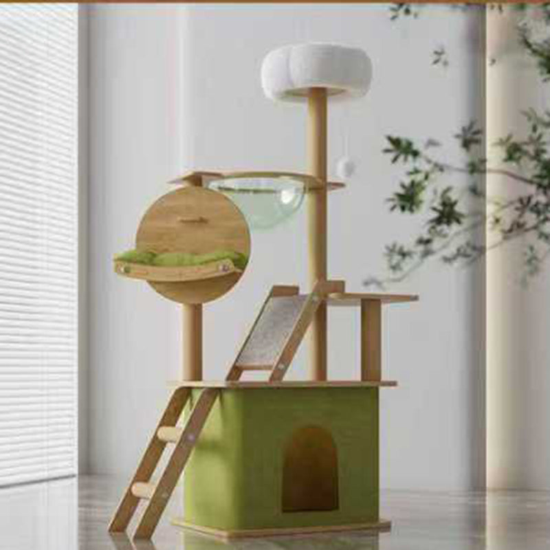 Contemporary Creative Rectangular Medium-Density Fiberboard PET Fabric Acrylic Multi-Functional Cat Tree For Living Room