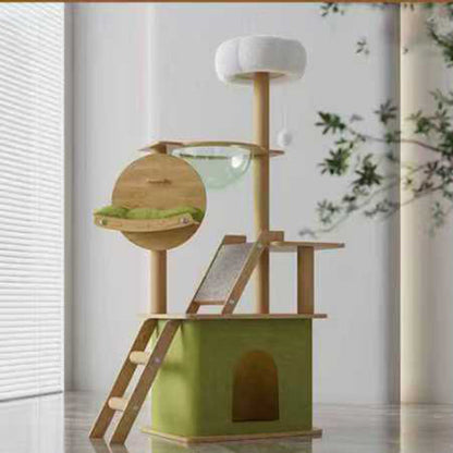 Contemporary Creative Rectangular Medium-Density Fiberboard PET Fabric Acrylic Multi-Functional Cat Tree For Living Room